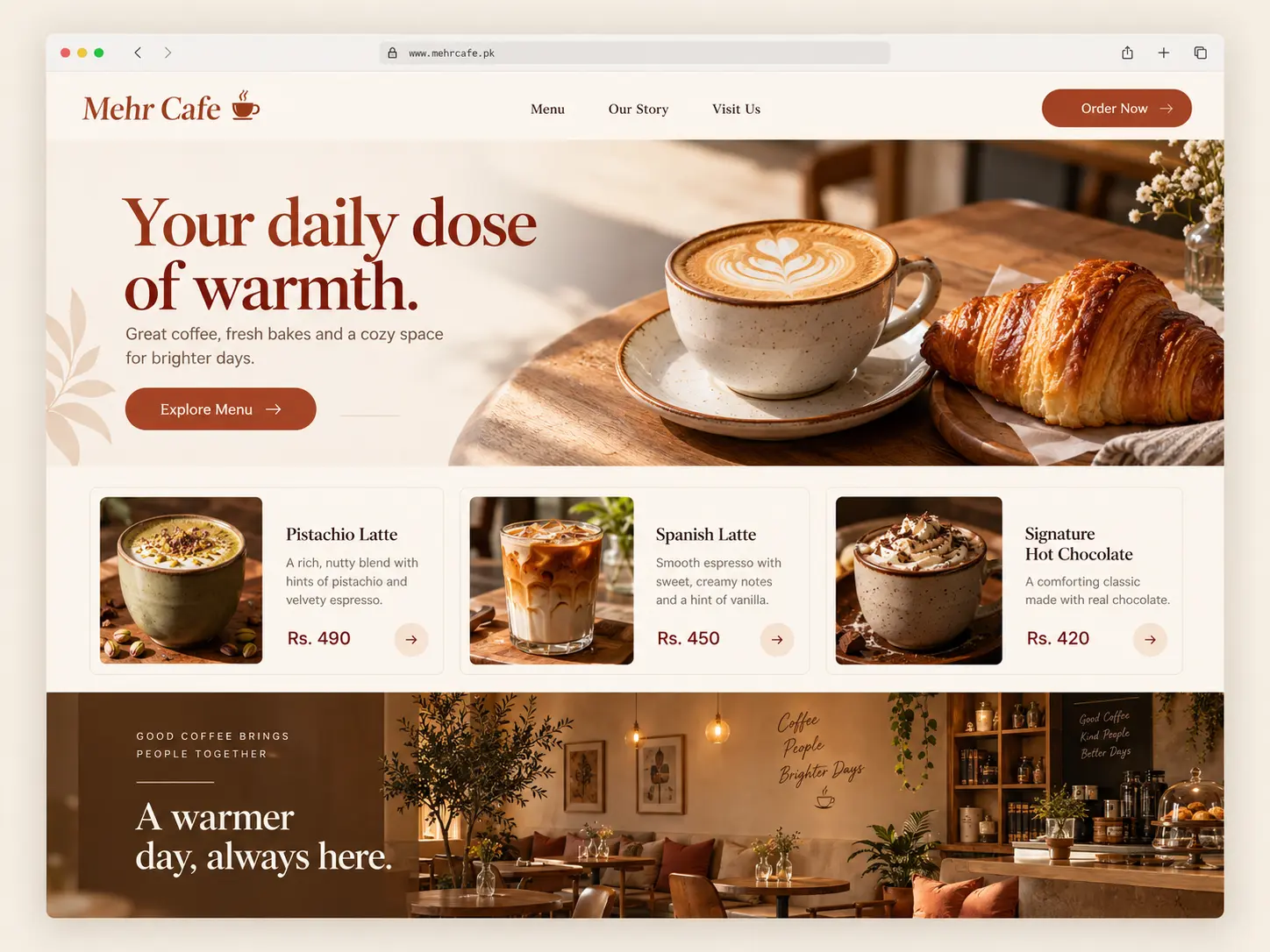 Mehr Cafe homepage